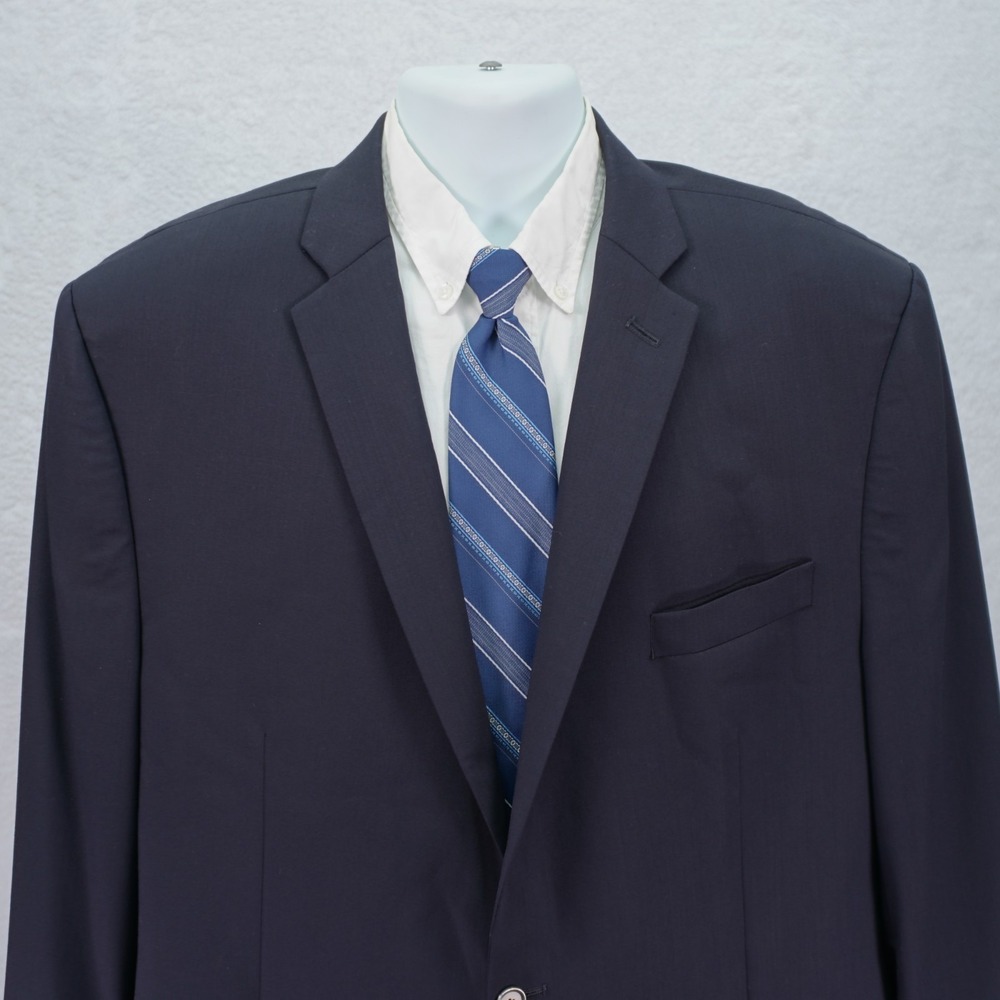 Calvin Klein Wool Blue Silver Button Blazer 46L 2 Button